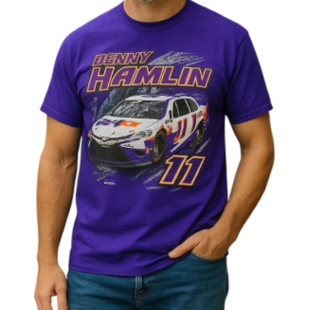 Nascar Denny Hamlin Joe Gibbs Racing Team Collection Purple Power T-shirt M